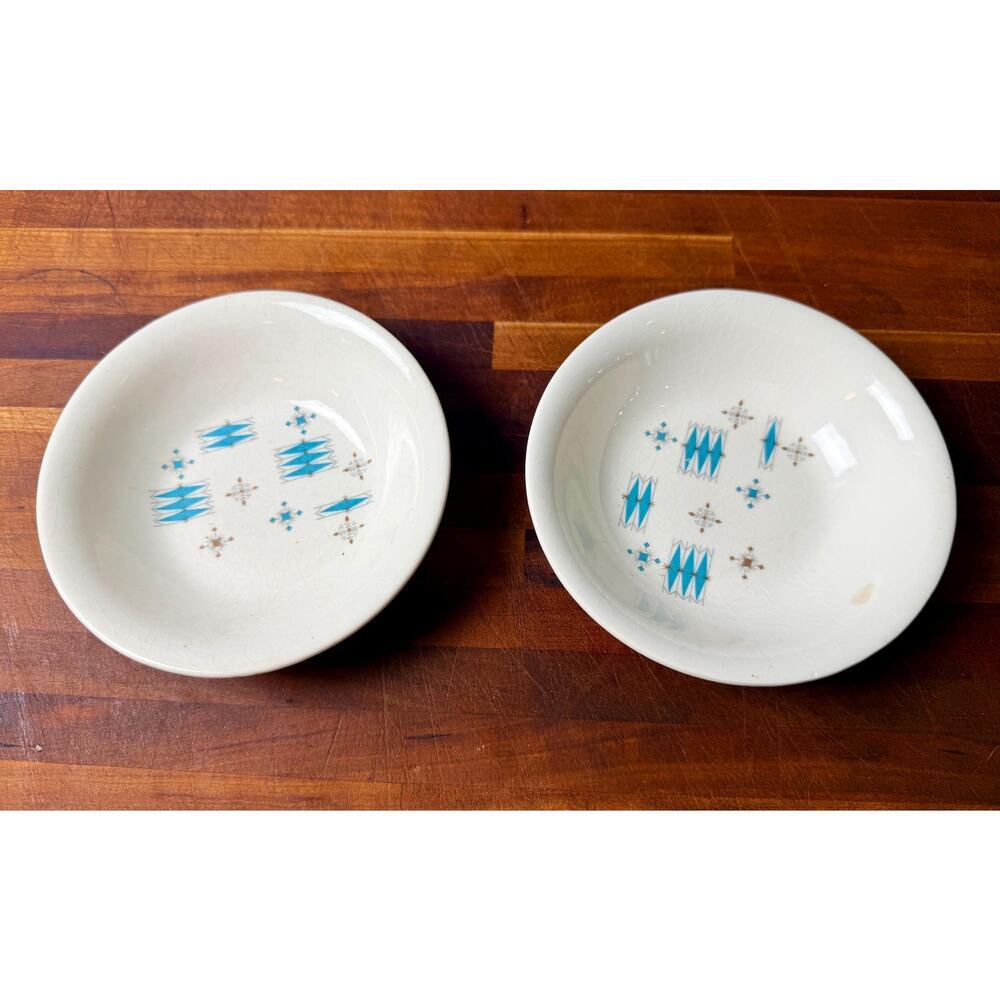 Set of 2 Mid Century Modern Atomic Starburst Berry Bowls | Turquoise Trinket - Picture 2 of 15